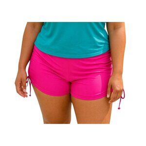 Attraco Swim Shorts Size Large High Waisted Drawstring Ruched Back Pockets